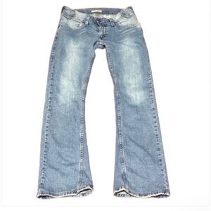 Vtg Levis 504 Slouch Flare Jeans Juniors 7 Blue Y2K Crossover Pocket